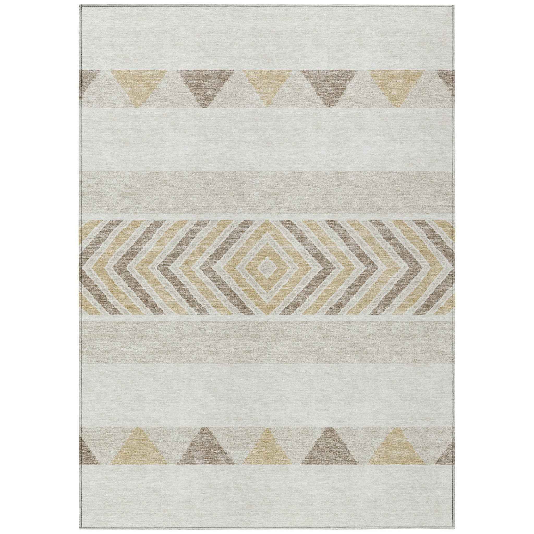 10' X 14' Ivory Beige And Taupe Southwestern Washable Indoor Outdoor Area Rug