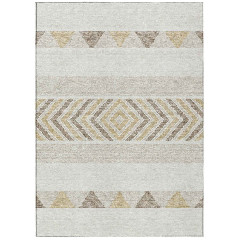 10' X 14' Ivory Beige And Taupe Southwestern Washable Indoor Outdoor Area Rug