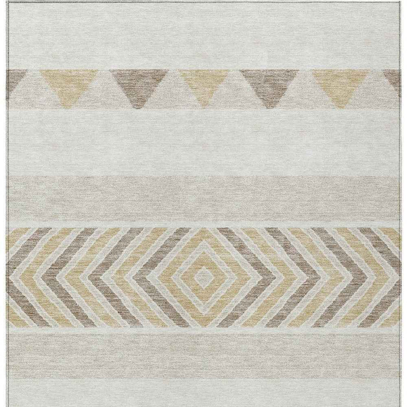 10' X 14' Ivory Beige And Taupe Southwestern Washable Indoor Outdoor Area Rug