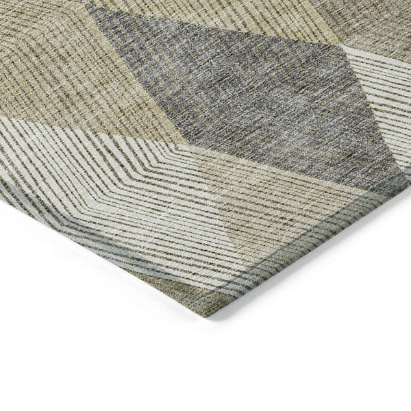 5' X 8' Wheat Taupe And Ivory Argyle Washable Indoor Outdoor Area Rug