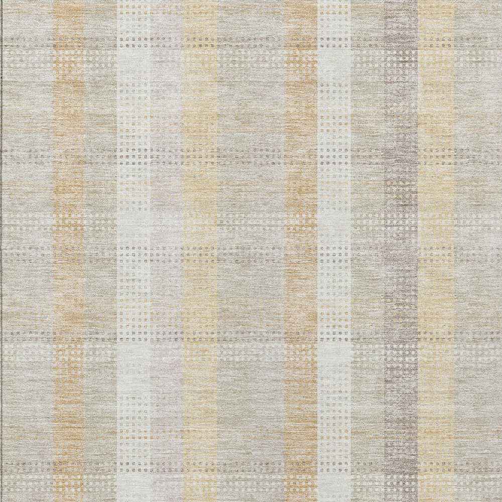 9' X 12' Ivory Beige And Tan Plaid Washable Indoor Outdoor Area Rug