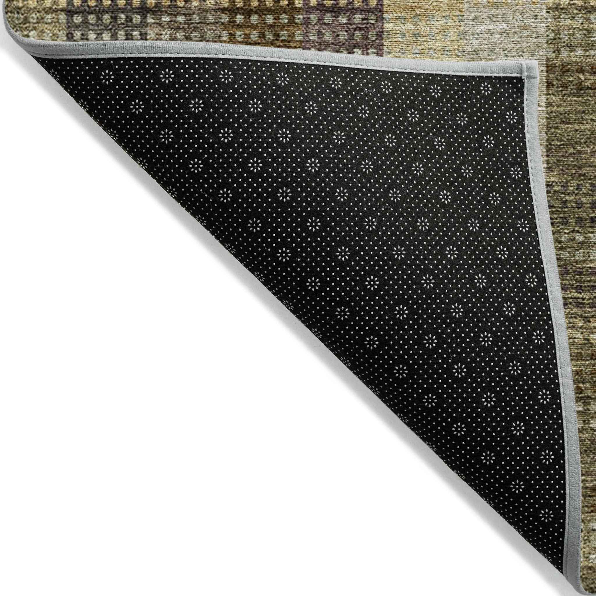 5' X 8' Brown Taupe And Plum Plaid Washable Indoor Outdoor Area Rug