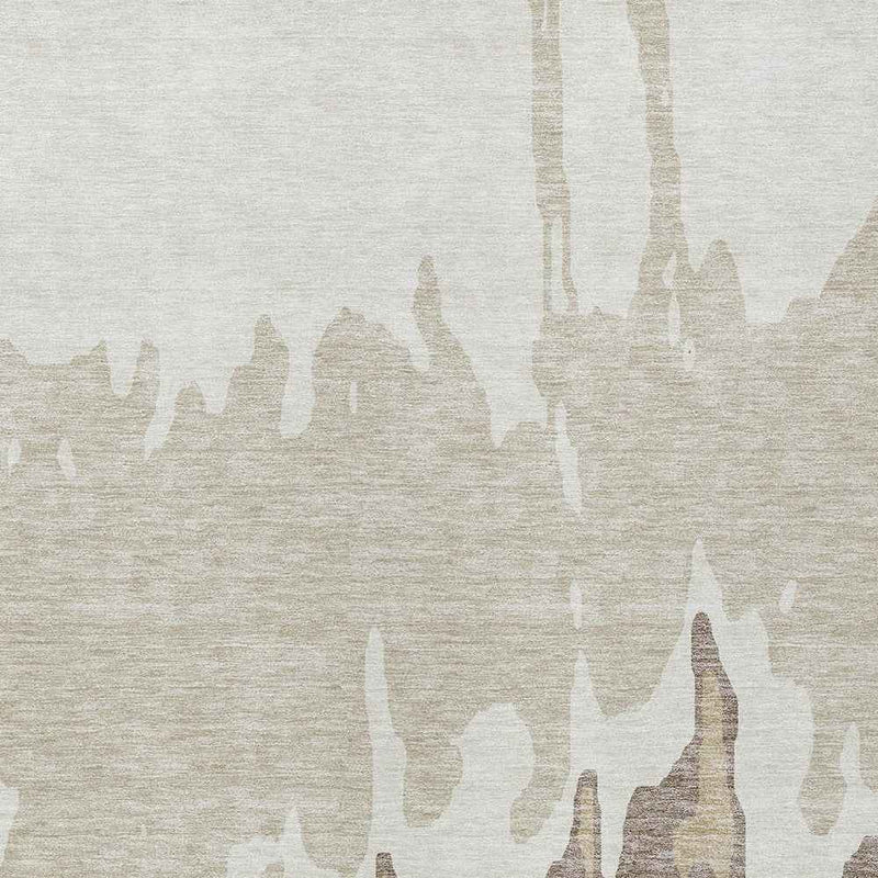 3' X 5' Ivory And Beige Abstract Washable Indoor Outdoor Area Rug