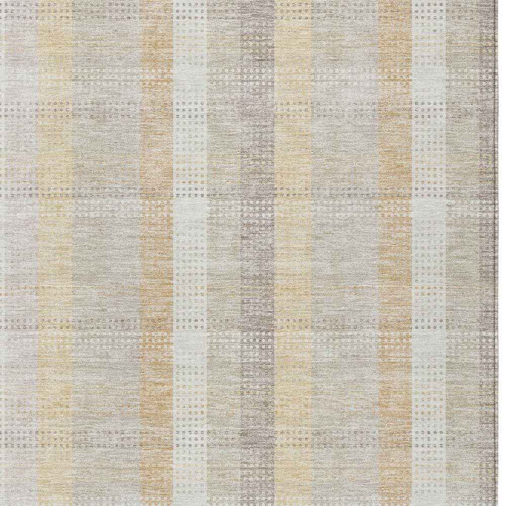10' X 14' Ivory Beige And Tan Plaid Washable Indoor Outdoor Area Rug