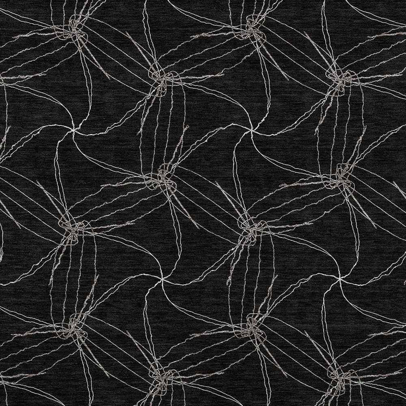 9' X 12' Black And Ivory Geometric Washable Indoor Outdoor Area Rug