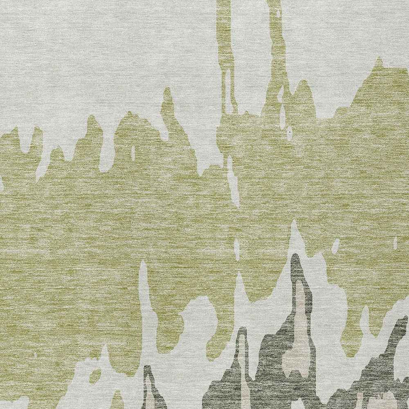3' X 5' Sage And Ivory Abstract Washable Indoor Outdoor Area Rug