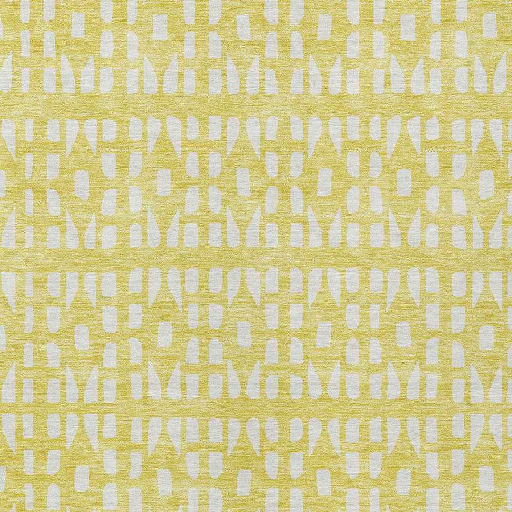 9' X 12' Yellow And Ivory Geometric Washable Indoor Outdoor Area Rug