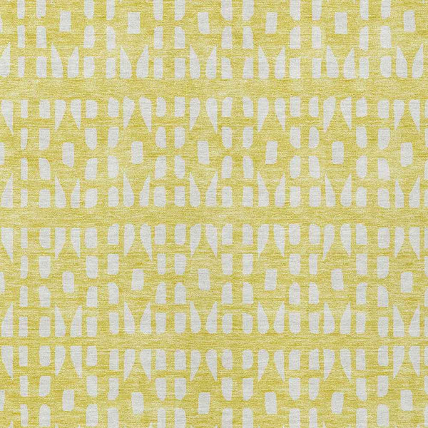 9' X 12' Yellow And Ivory Geometric Washable Indoor Outdoor Area Rug