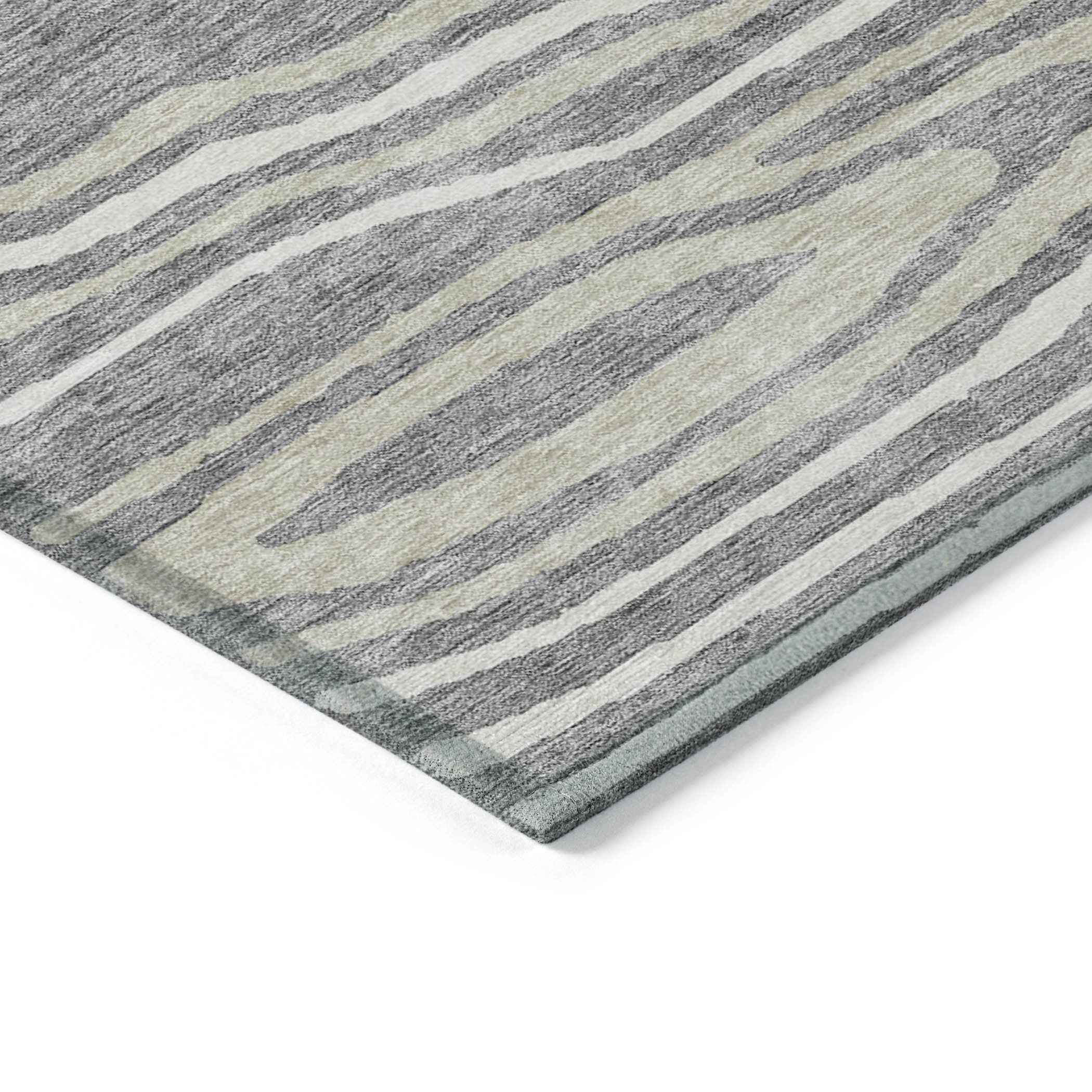 3' X 5' Gray Ivory And Beige Faux Bois Washable Indoor Outdoor Area Rug