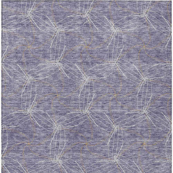 10' X 14' Purple And Ivory Geometric Washable Indoor Outdoor Area Rug