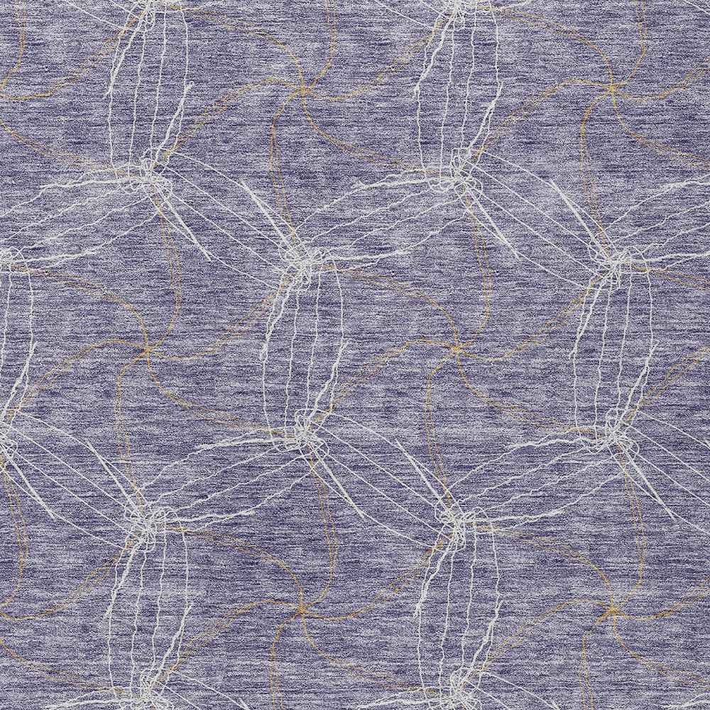 10' X 14' Purple And Ivory Geometric Washable Indoor Outdoor Area Rug