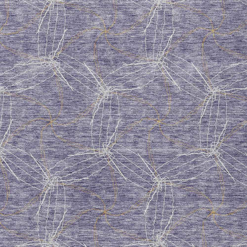 10' X 14' Purple And Ivory Geometric Washable Indoor Outdoor Area Rug