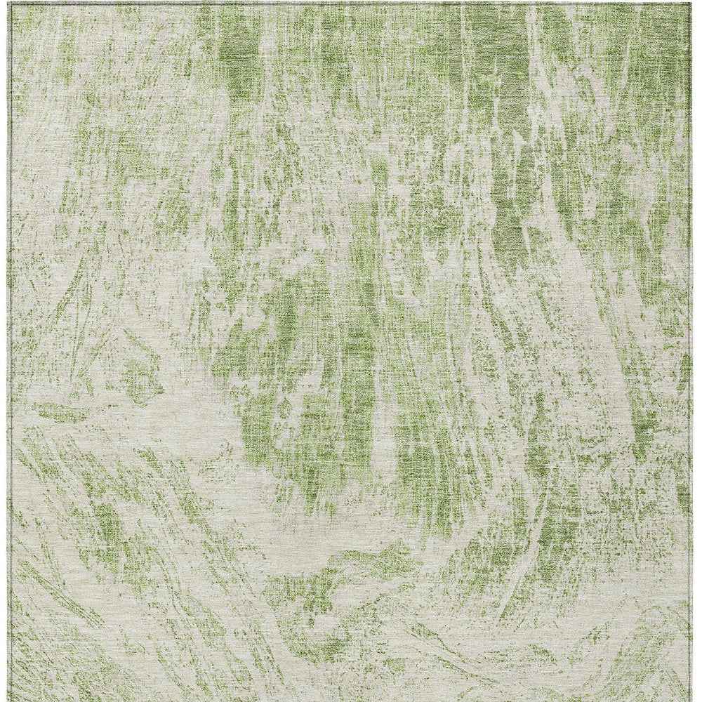 3' X 5' Sage And Ivory Abstract Washable Indoor Outdoor Area Rug