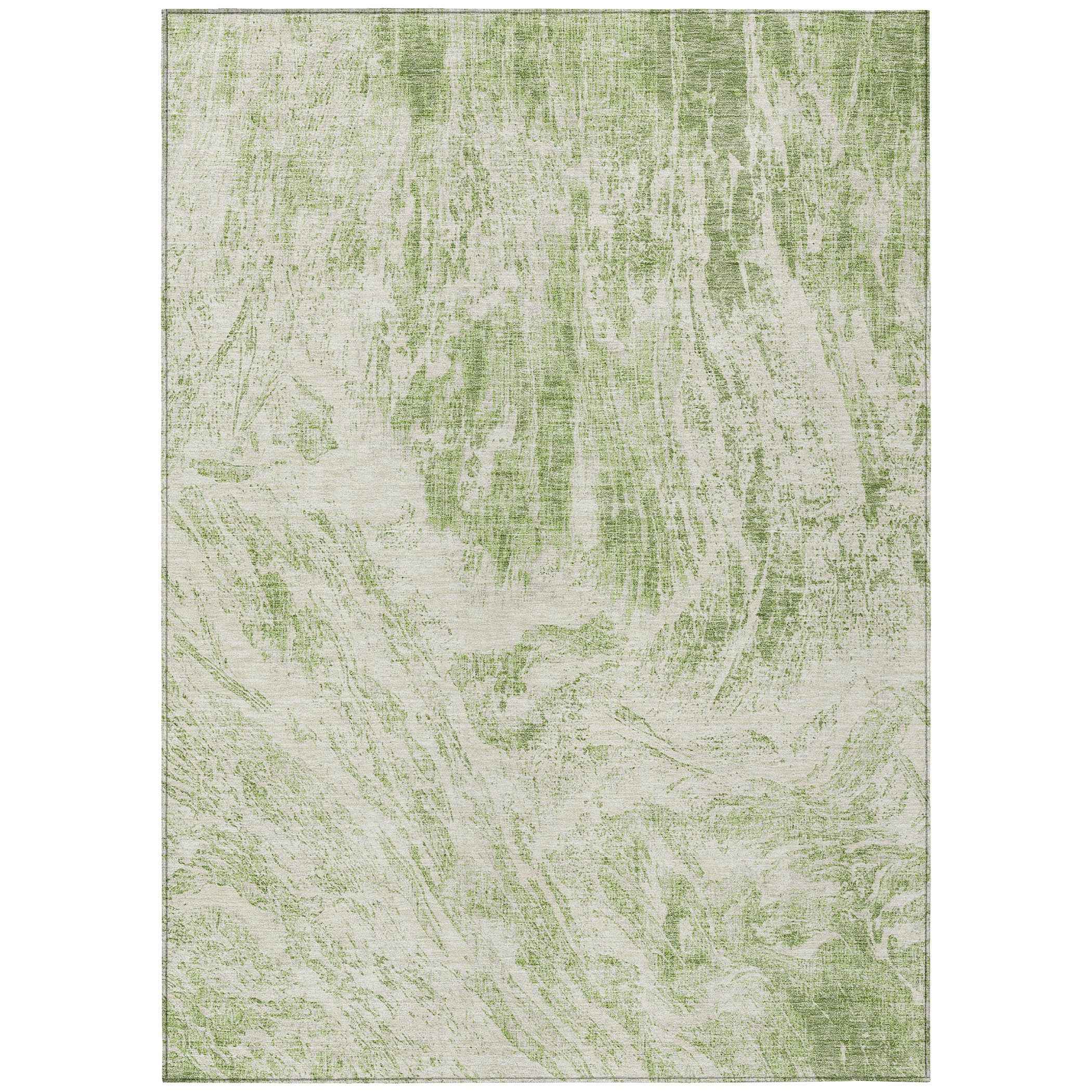 3' X 5' Sage And Ivory Abstract Washable Indoor Outdoor Area Rug