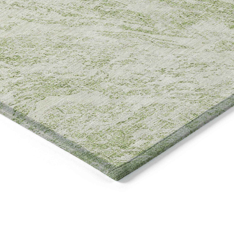 3' X 5' Sage And Ivory Abstract Washable Indoor Outdoor Area Rug