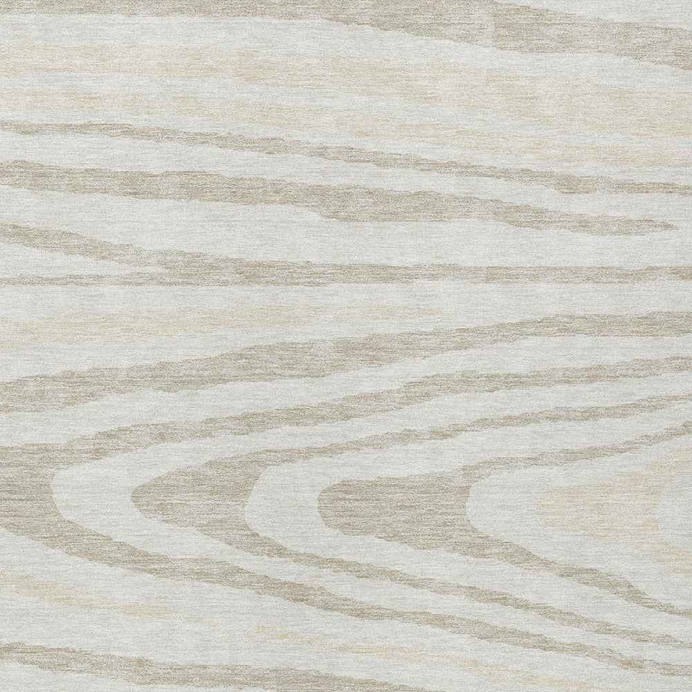 3' X 5' Ivory Beige And Taupe Faux Bois Washable Indoor Outdoor Area Rug