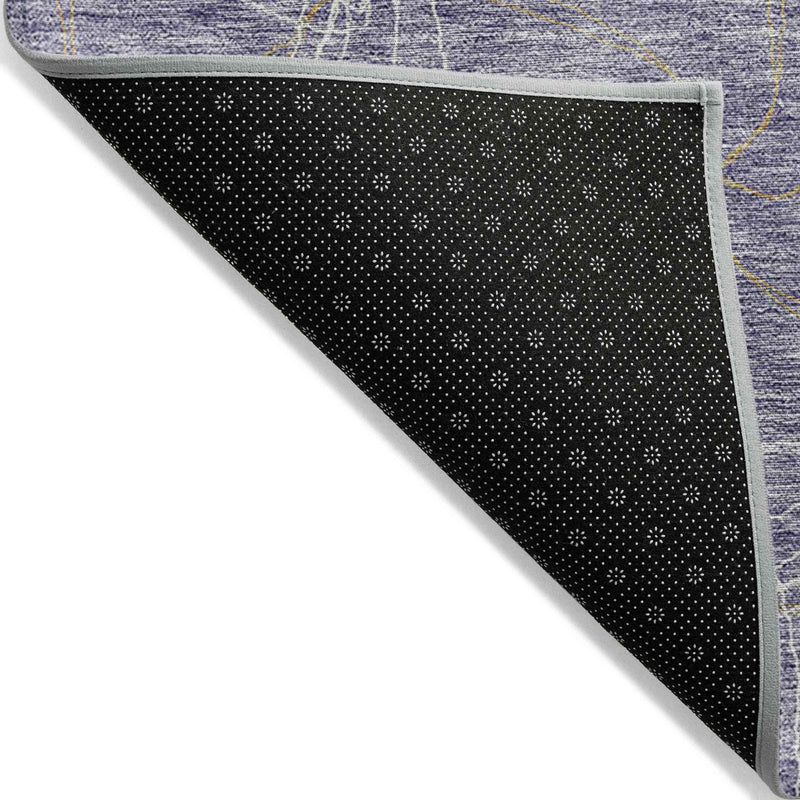 5' X 8' Purple And Ivory Geometric Washable Indoor Outdoor Area Rug