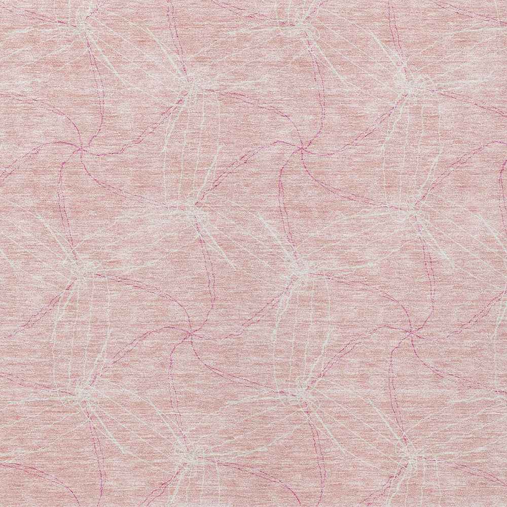 8' X 10' Pink And Ivory Geometric Washable Indoor Outdoor Area Rug