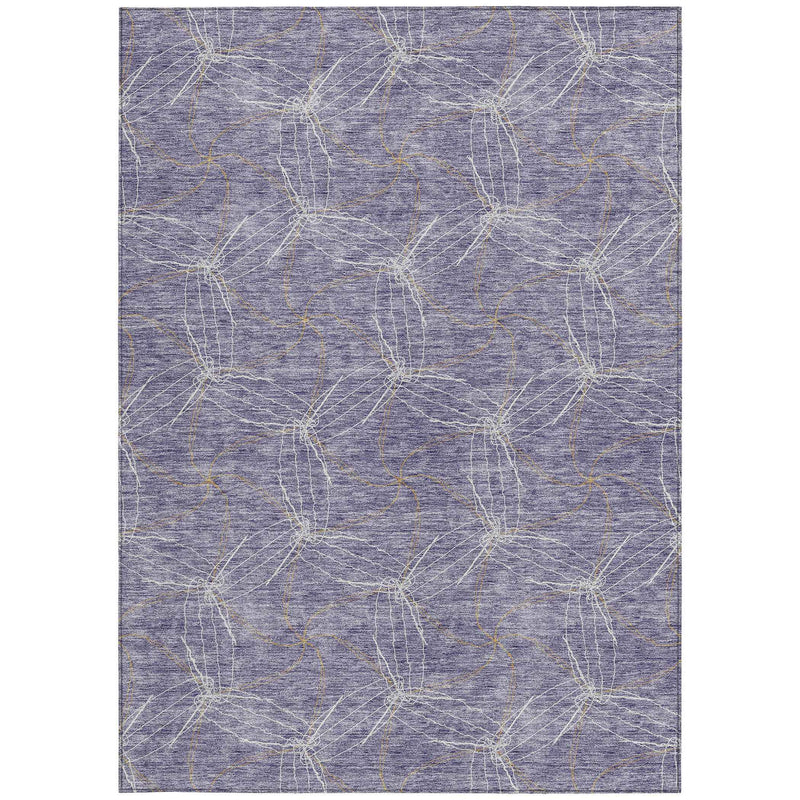 8' X 10' Purple And Ivory Geometric Washable Indoor Outdoor Area Rug