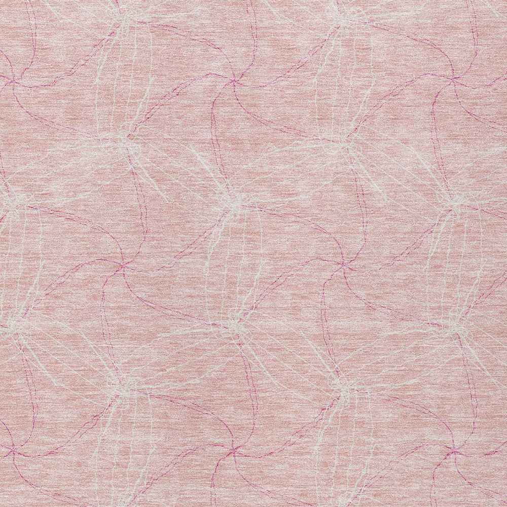 3' X 5' Pink And Ivory Geometric Washable Indoor Outdoor Area Rug