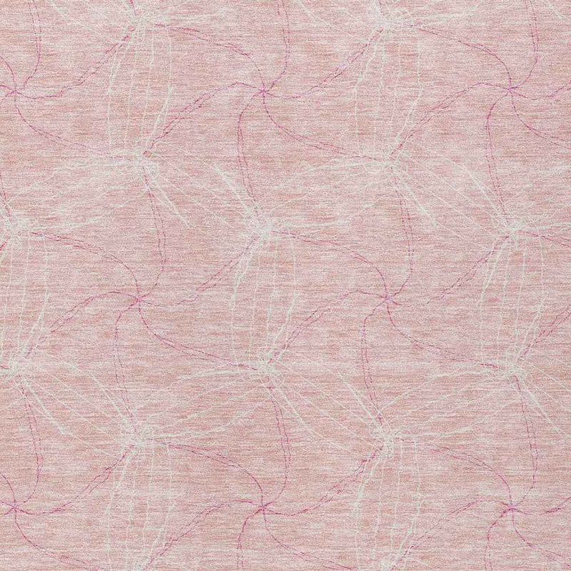3' X 5' Pink And Ivory Geometric Washable Indoor Outdoor Area Rug