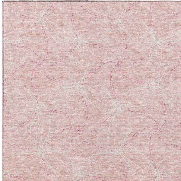 10' X 14' Pink And Ivory Geometric Washable Indoor Outdoor Area Rug