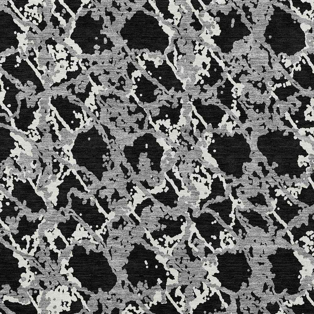 10' X 14' Black And Gray Abstract Washable Indoor Outdoor Area Rug