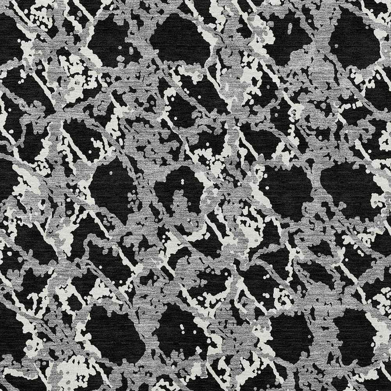 10' X 14' Black And Gray Abstract Washable Indoor Outdoor Area Rug