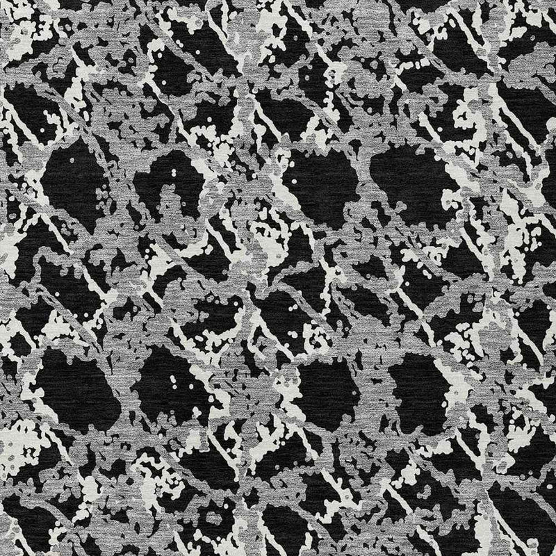 5' X 8' Black And Gray Abstract Washable Indoor Outdoor Area Rug