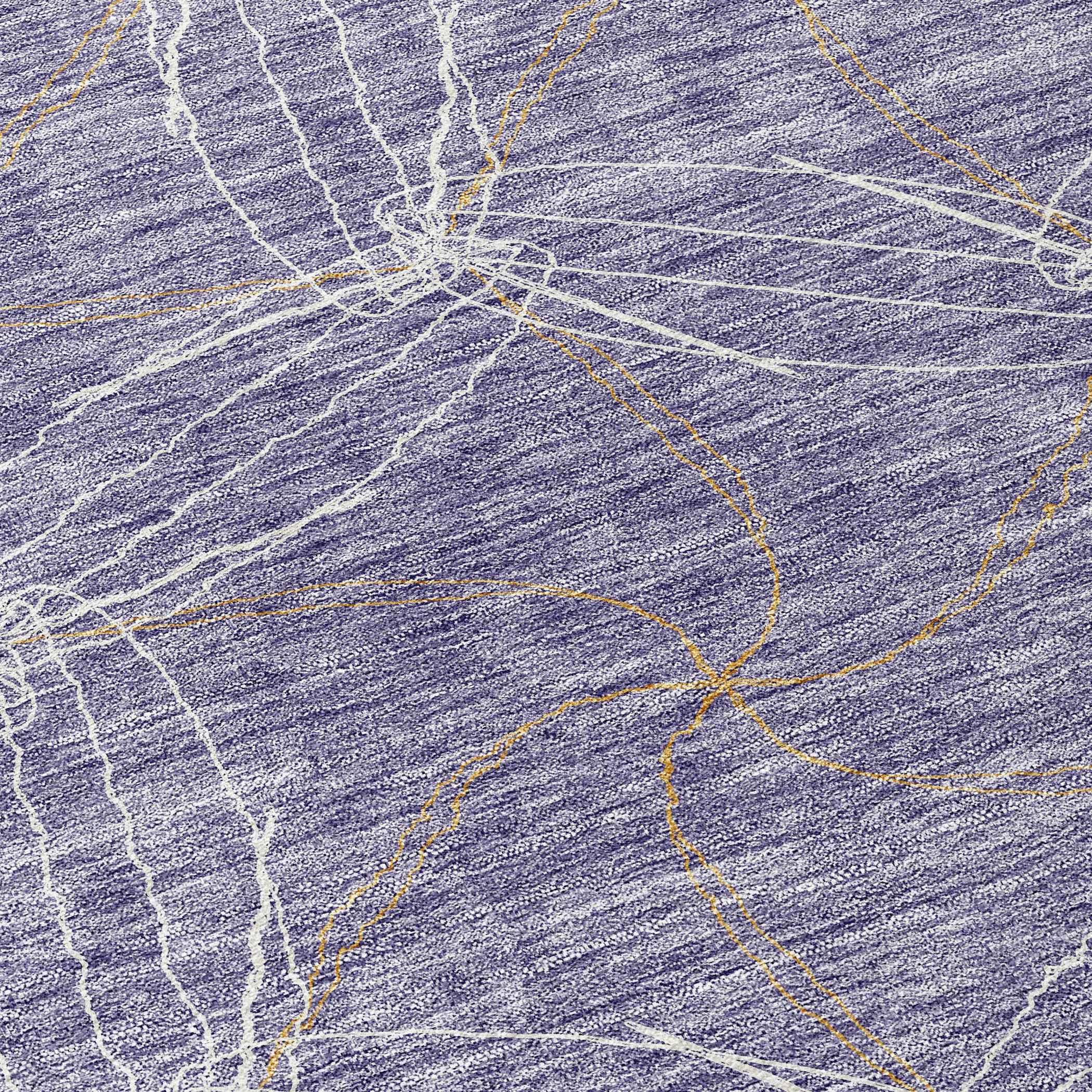 8' Purple And Ivory Round Geometric Washable Indoor Outdoor Area Rug