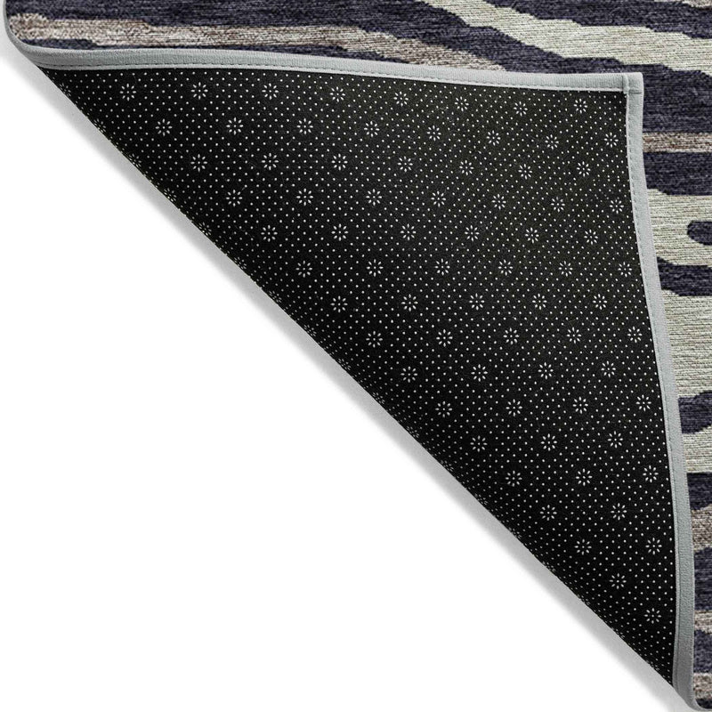 8' X 10' Black Taupe And Beige Faux Bois Washable Indoor Outdoor Area Rug