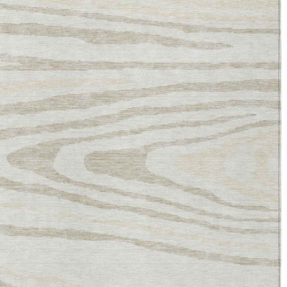 10' X 14' Ivory Beige And Taupe Faux Bois Washable Indoor Outdoor Area Rug