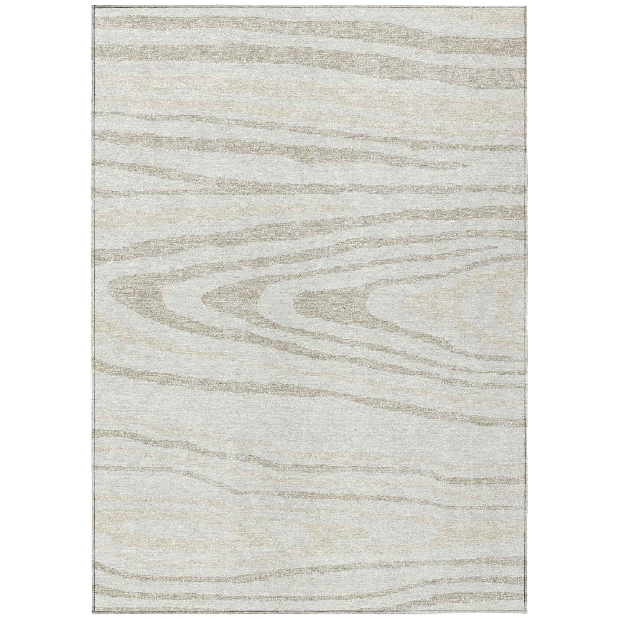 10' X 14' Ivory Beige And Taupe Faux Bois Washable Indoor Outdoor Area Rug
