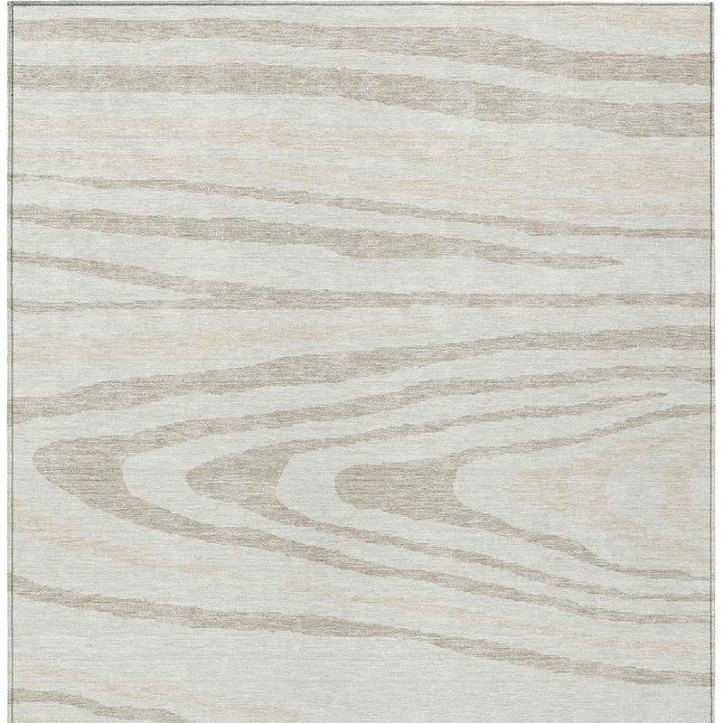 5' X 8' Ivory Beige And Taupe Faux Bois Washable Indoor Outdoor Area Rug