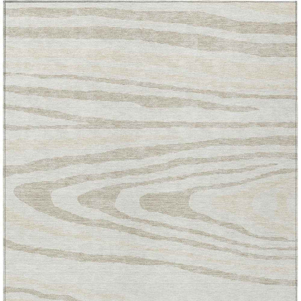 9' X 12' Ivory Beige And Taupe Faux Bois Washable Indoor Outdoor Area Rug