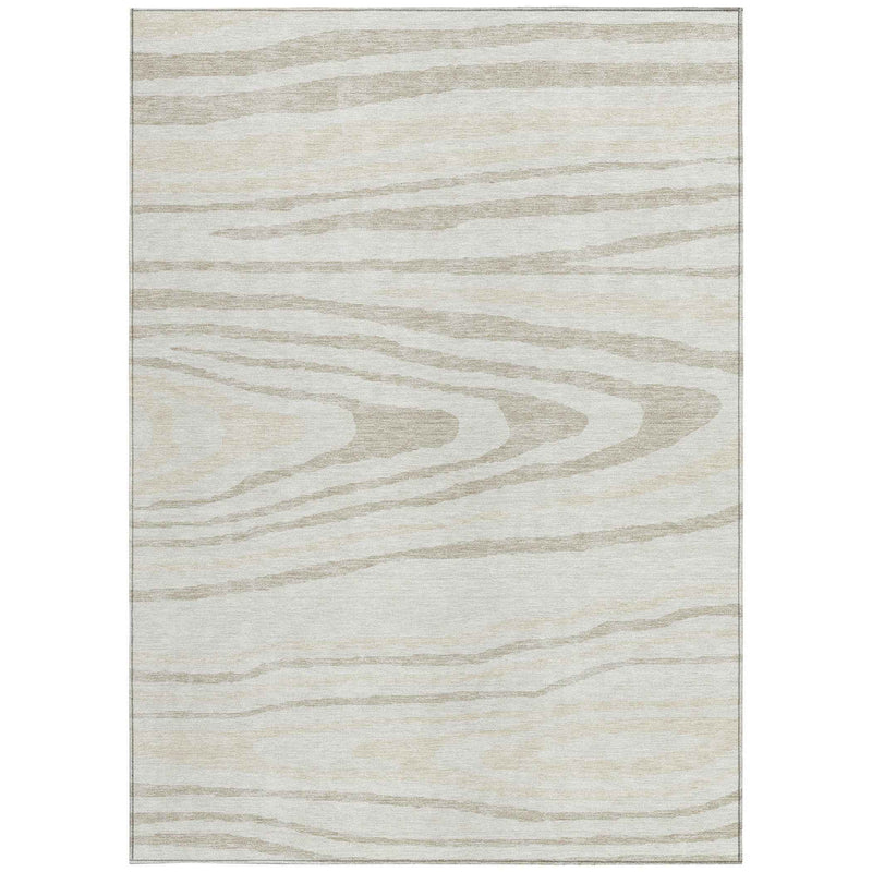 9' X 12' Ivory Beige And Taupe Faux Bois Washable Indoor Outdoor Area Rug