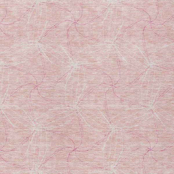 9' X 12' Pink And Ivory Geometric Washable Indoor Outdoor Area Rug