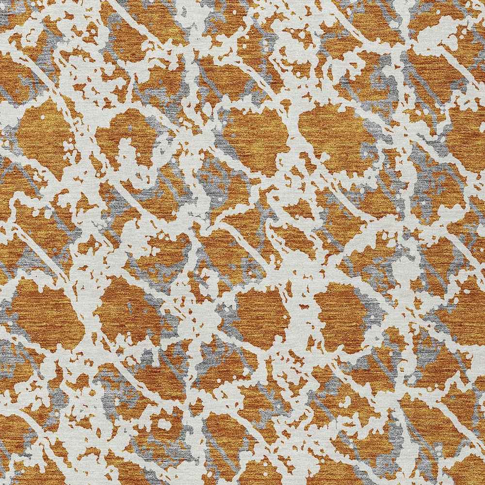 5' X 8' Copper And Ivory Abstract Washable Indoor Outdoor Area Rug