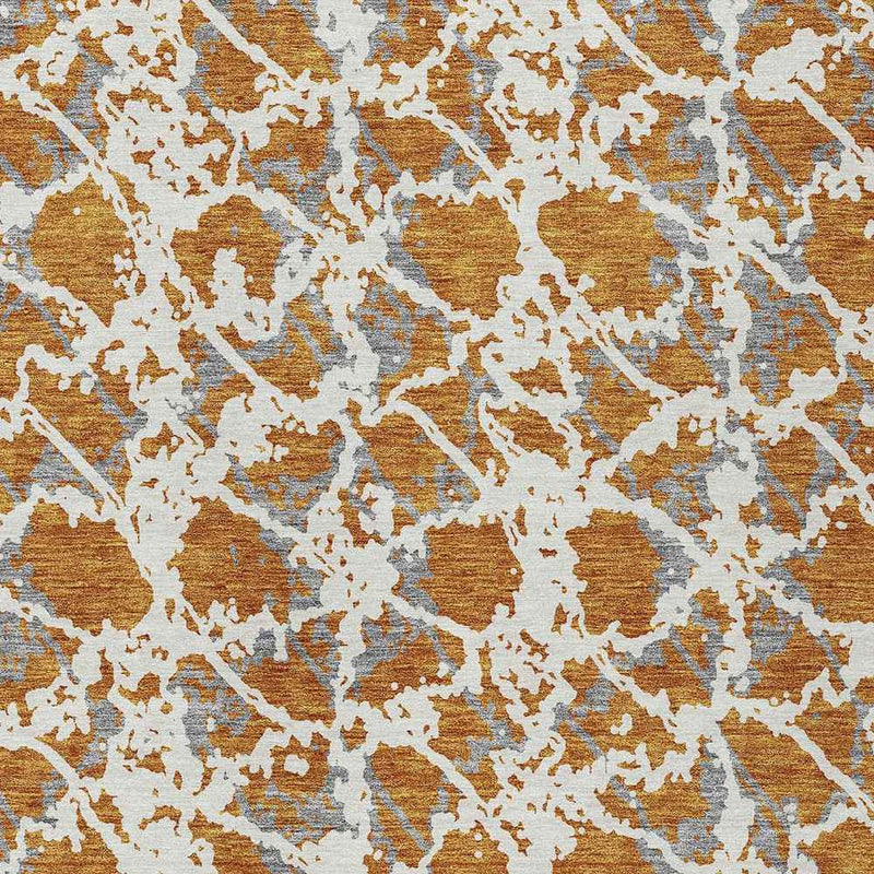 5' X 8' Copper And Ivory Abstract Washable Indoor Outdoor Area Rug