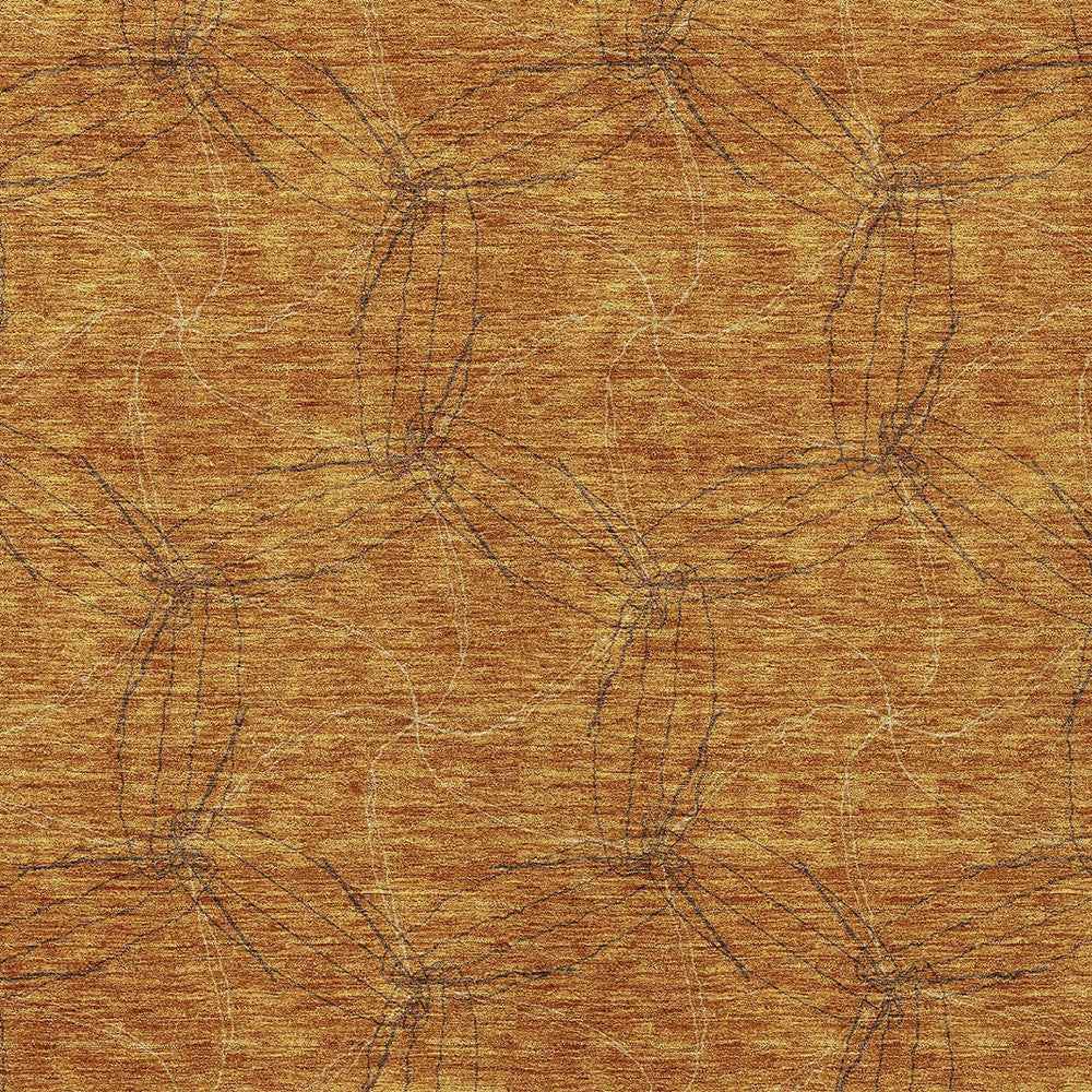 8' X 10' Copper And Ivory Geometric Washable Indoor Outdoor Area Rug