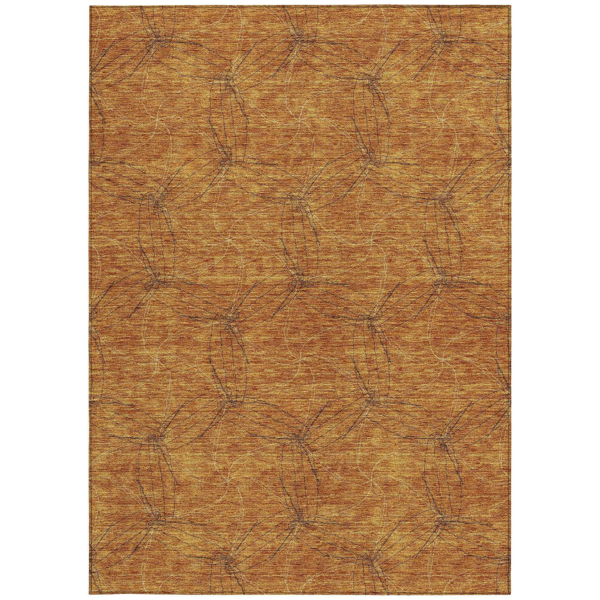 8' X 10' Copper And Ivory Geometric Washable Indoor Outdoor Area Rug