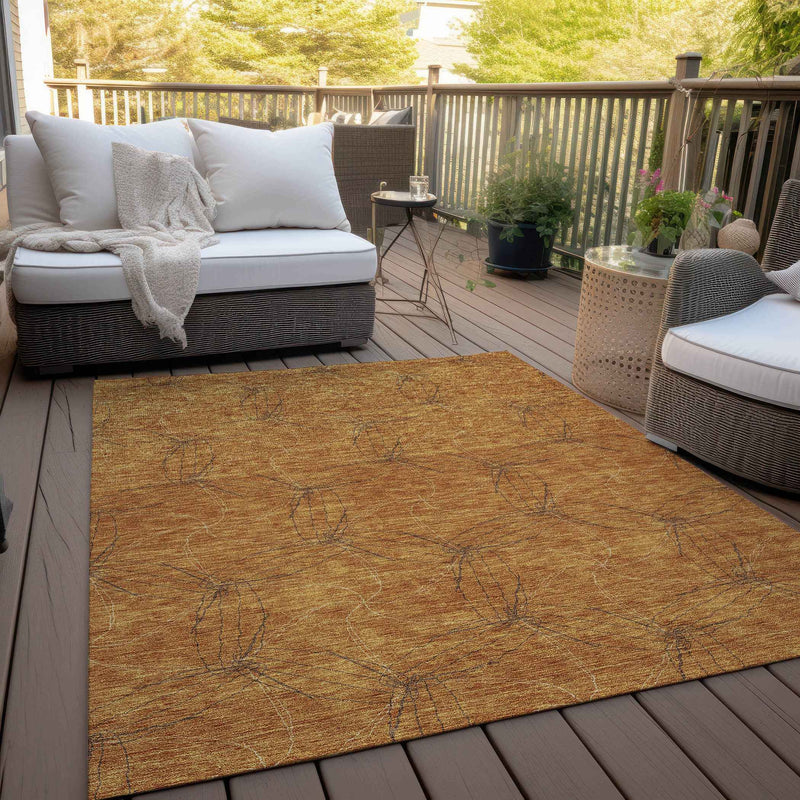 8' X 10' Copper And Ivory Geometric Washable Indoor Outdoor Area Rug