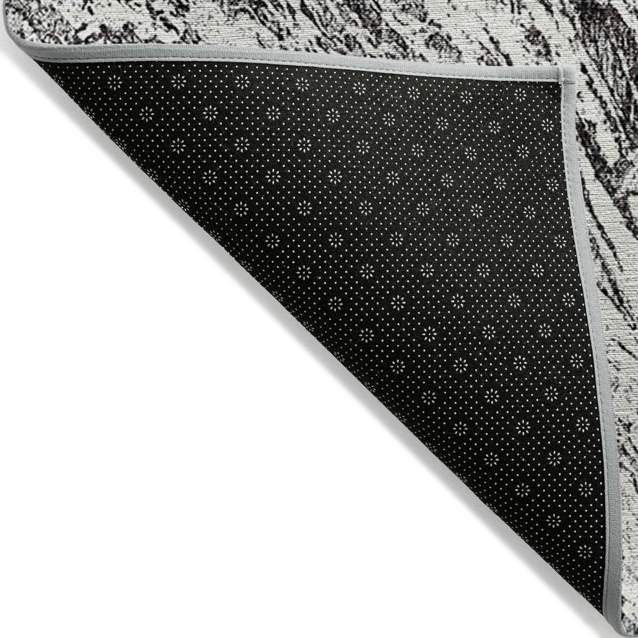 5' X 8' Black And Ivory Abstract Washable Indoor Outdoor Area Rug - Sports & Outdoor
