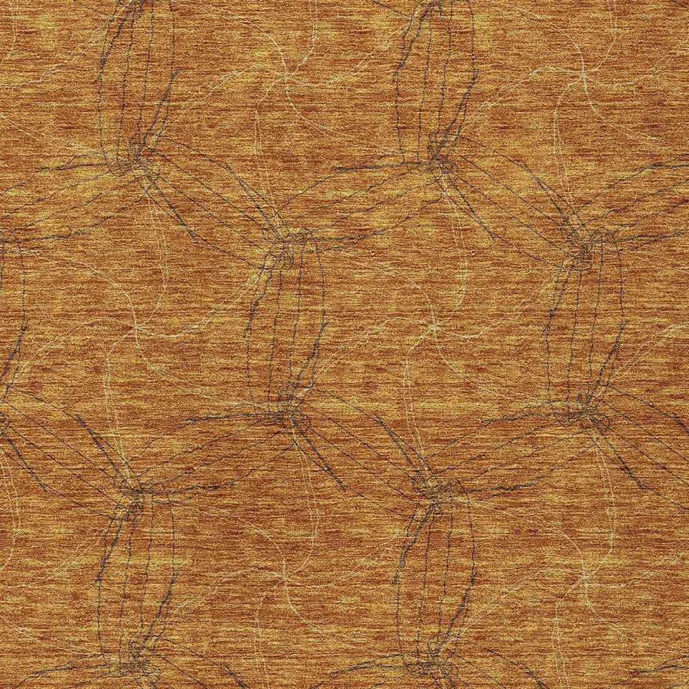 10' X 14' Copper And Ivory Geometric Washable Indoor Outdoor Area Rug