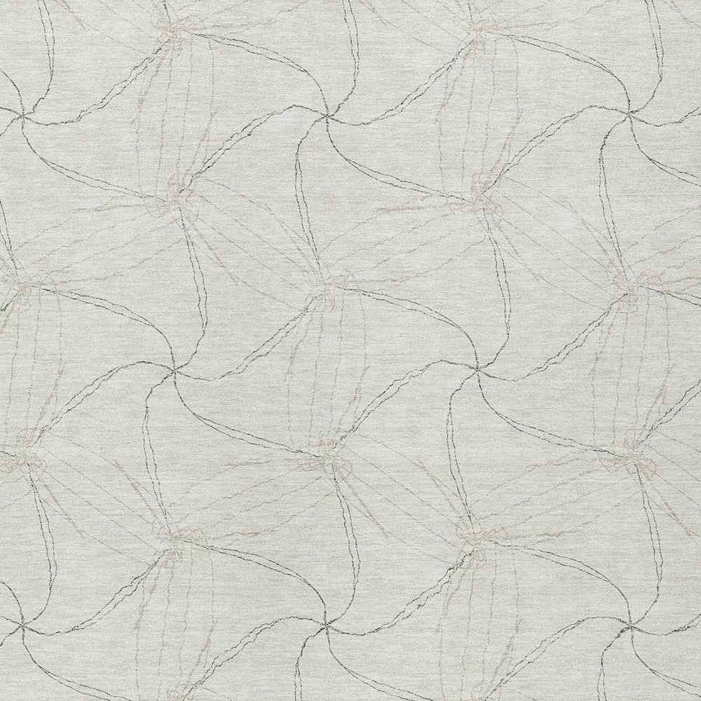 3' X 5' Ivory And Taupe Geometric Washable Indoor Outdoor Area Rug