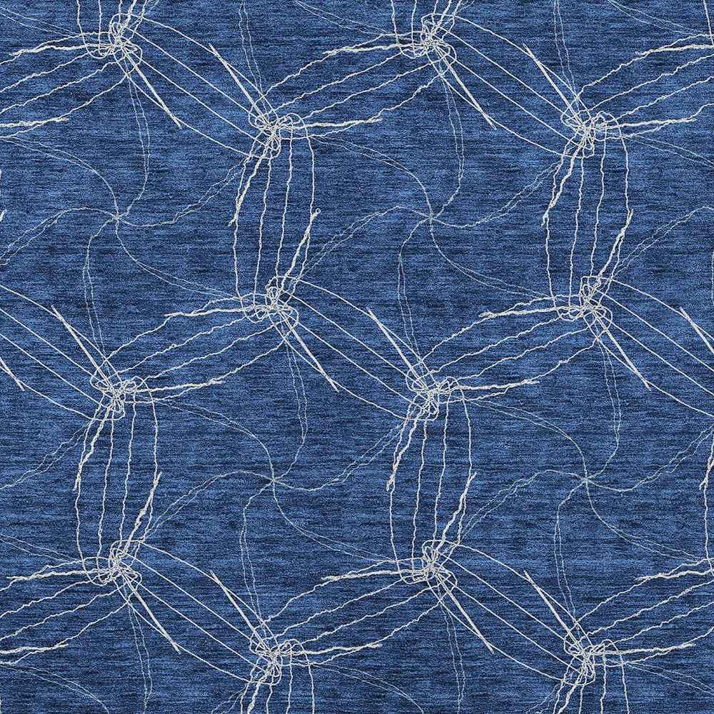 8' X 10' Navy Blue And Ivory Geometric Washable Indoor Outdoor Area Rug