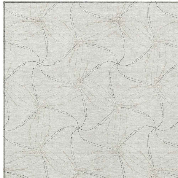 9' X 12' Ivory And Taupe Geometric Washable Indoor Outdoor Area Rug