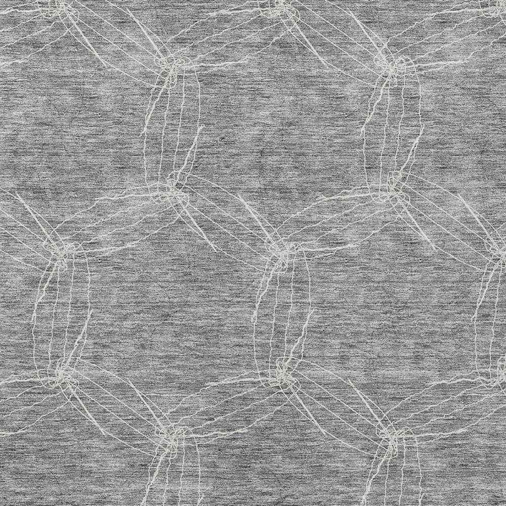 5' X 8' Gray And Ivory Geometric Washable Indoor Outdoor Area Rug