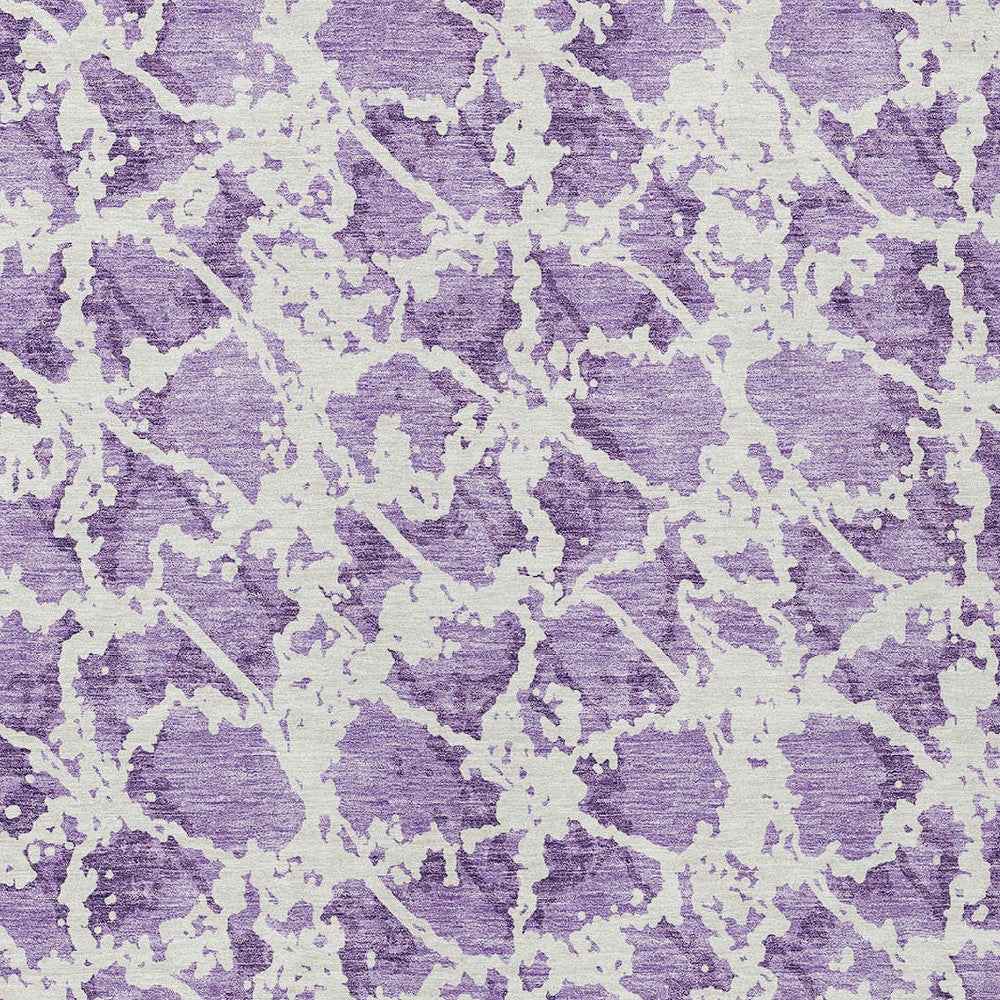 8' X 10' Lilac And Ivory Abstract Washable Indoor Outdoor Area Rug