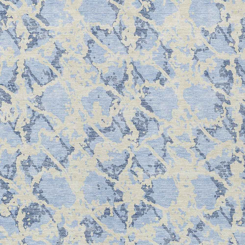 5' X 8' Sky Blue And Ivory Abstract Washable Indoor Outdoor Area Rug